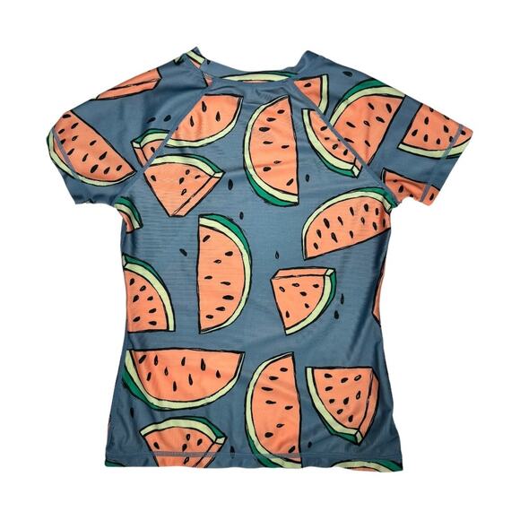 Tea Collection Girls Short Sleeve Watermelon Print Swim Rash Guard Top 10 - Picture 3 of 5
